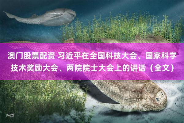 澳门股票配资 习近平在全国科技大会、国家科学技术奖励大会、两院院士大会上的讲话（全文）