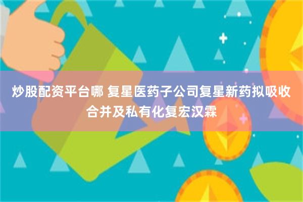 炒股配资平台哪 复星医药子公司复星新药拟吸收合并及私有化复宏汉霖