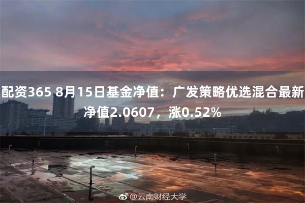 配资365 8月15日基金净值：广发策略优选混合最新净值2.0607，涨0.52%