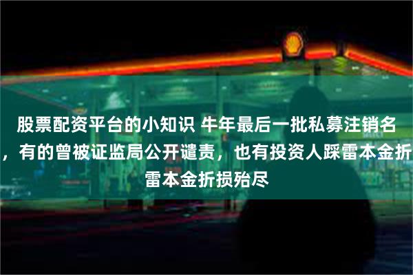 股票配资平台的小知识 牛年最后一批私募注销名单公布，有的曾被证监局公开谴责，也有投资人踩雷本金折损殆尽