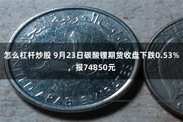 怎么杠杆炒股 9月23日碳酸锂期货收盘下跌0.53%，报74850元