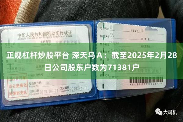 正规杠杆炒股平台 深天马Ａ：截至2025年2月28日公司股东户数为71381户